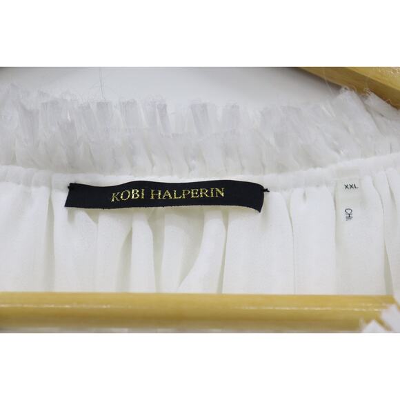 Kobi Halperin Women's White Tie Neck Fringe Poppi Blouse Top XXL Chiffon $448 - Picture 13 of 16